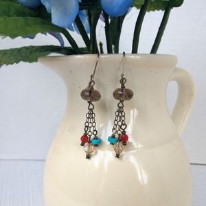 Boho Beads Dangle Earrings VTG